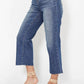 Judy Blue - Wide Leg Crop With Back Pocket Embroidery Jeans