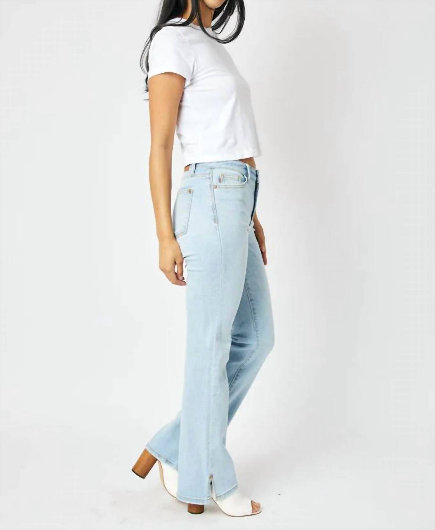 Judy Blue - Mid Rise Slit Hem Bootcut Jeans