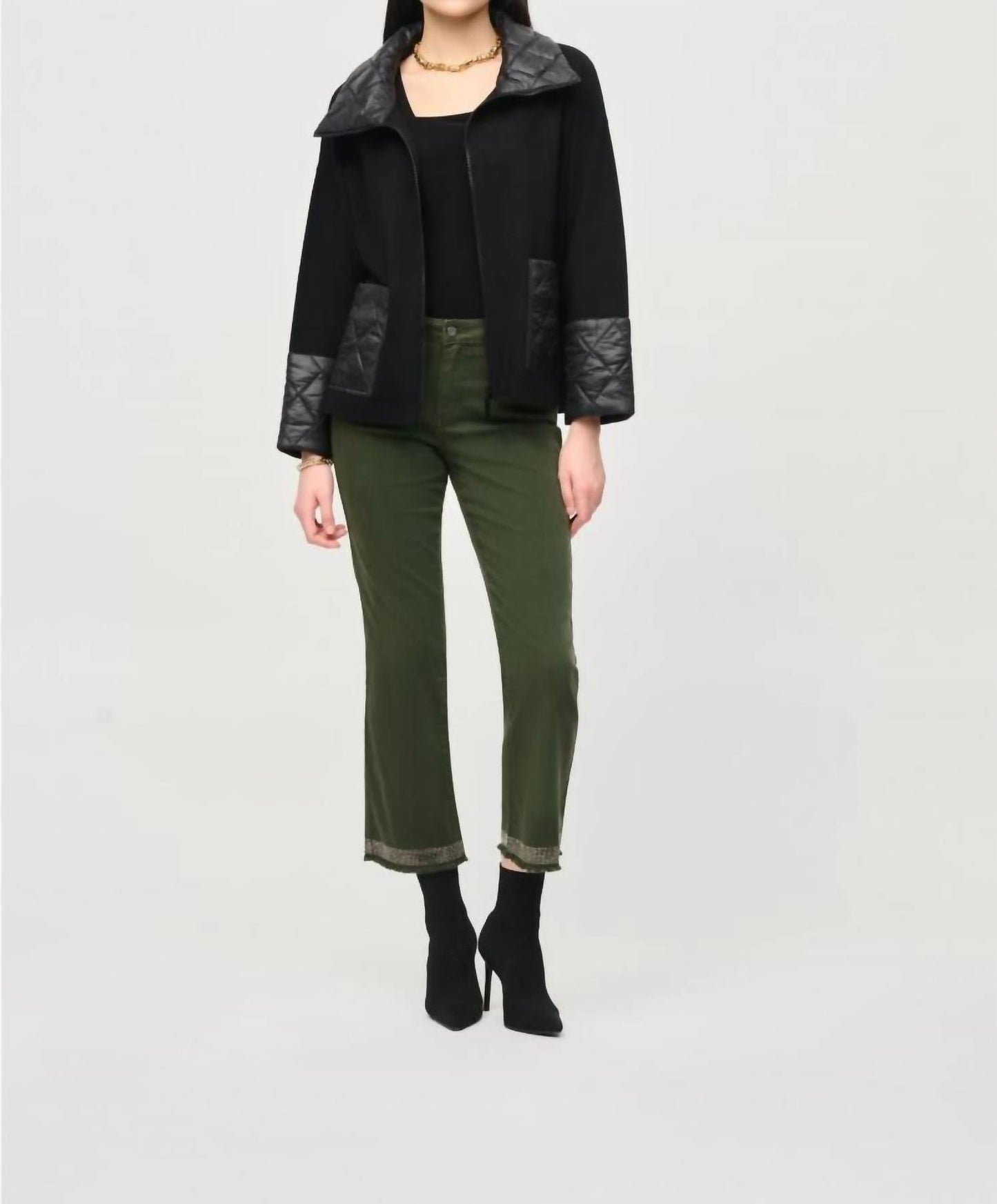 Joseph Ribkoff - Quilted Zip Front Knit Jacket
