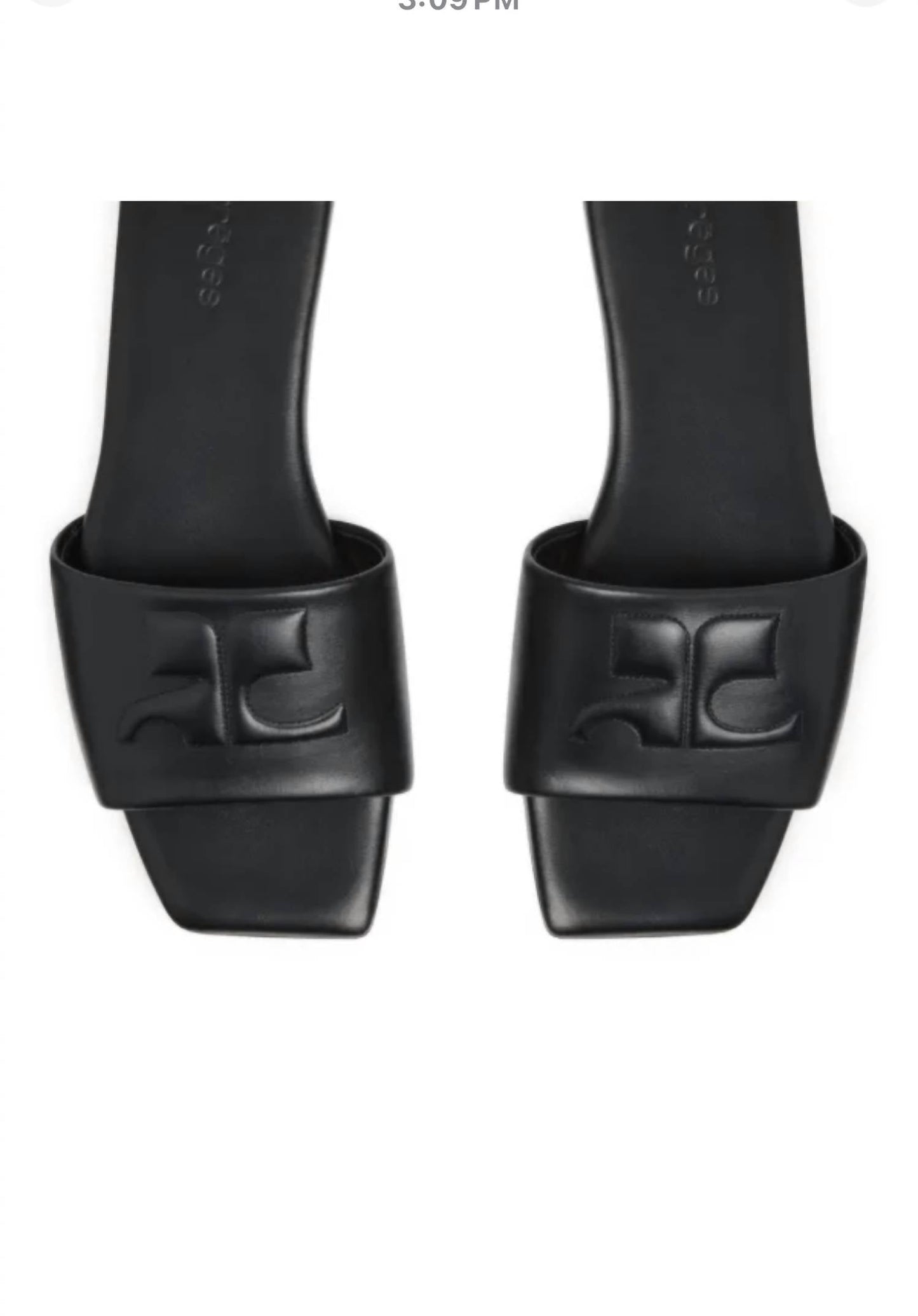 Courreges - Women's Logo Patch Leather Slide Sandals