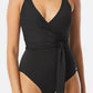 Vince Camuto - V-neck Halter Tie One Piece Swimsuit