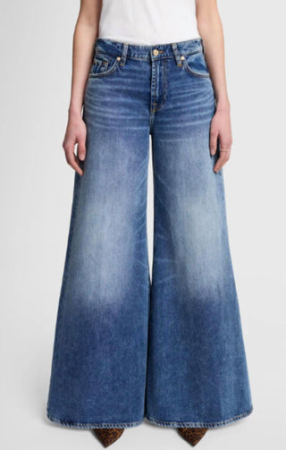 7 For All Mankind - Calça Jeans Willow Palazzo de Perna Larga