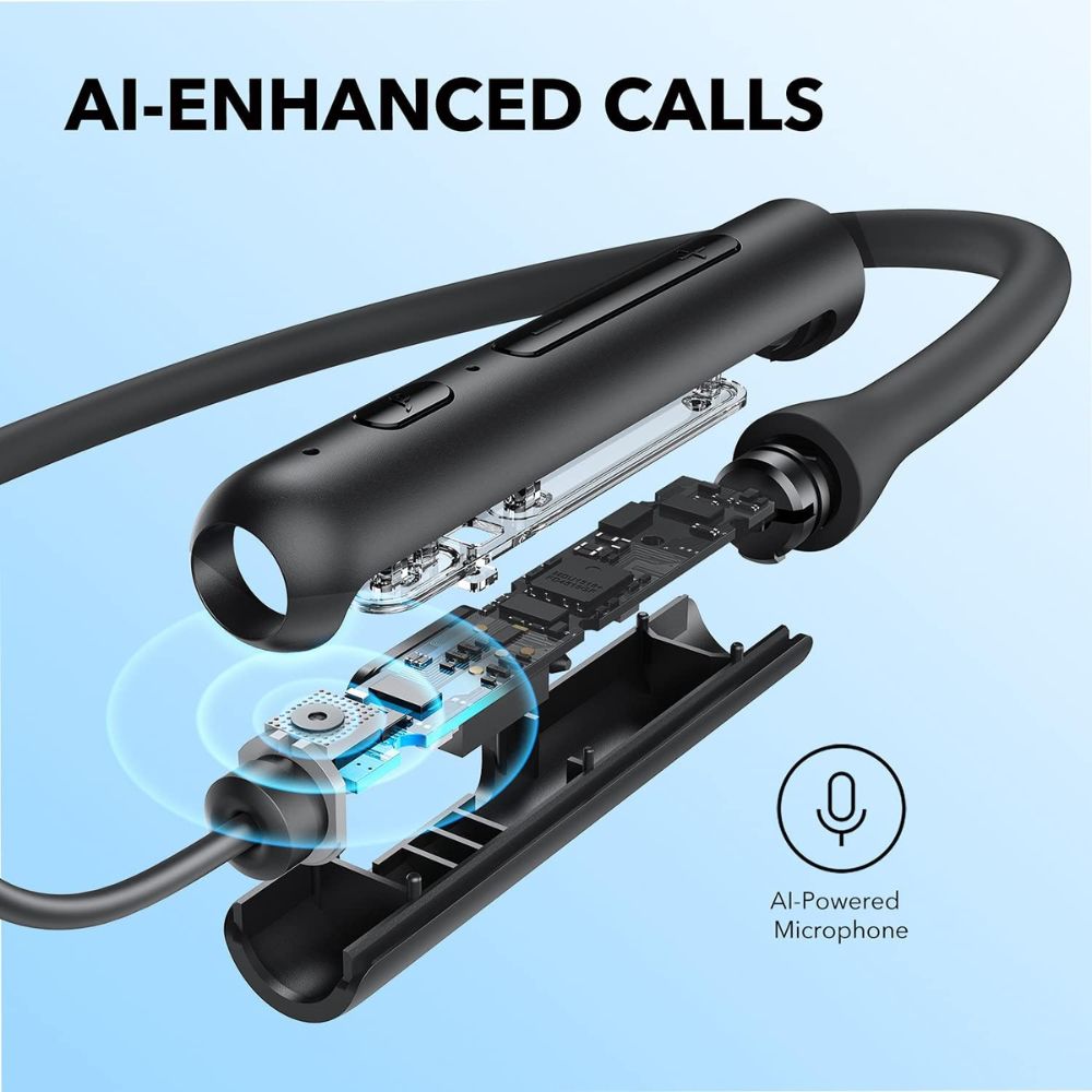 Soundcore da Anker - Fones de ouvido sem fio Life U2i com faixa de pescoço, 22 horas de reprodução, drivers de 10 mm, IPX5, preto