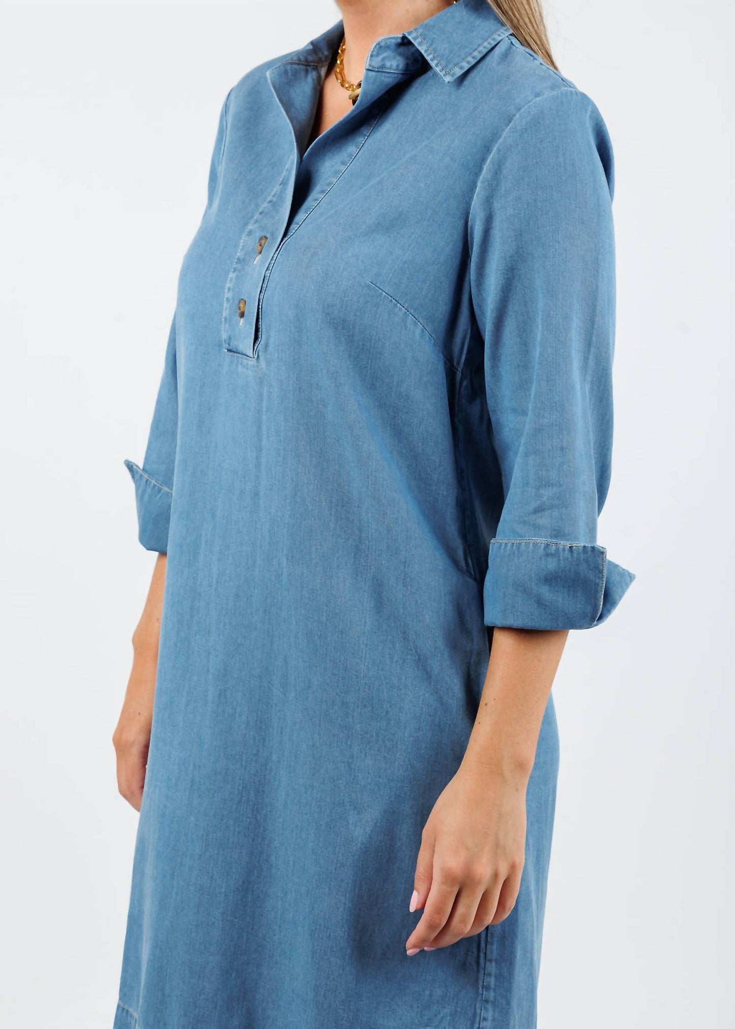 Hinson Wu - Women's Aileen Three Quarter Sleeve Denim Dress