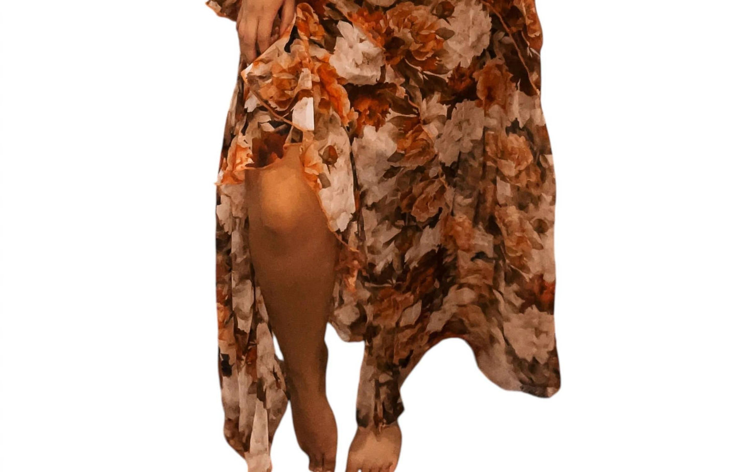 Baevely By Wellmade - Fall Floral Chiffon Maxi Skirt