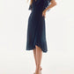 Joseph Ribkoff - V-neck Flutter Sleeve Faux Wrap Dress