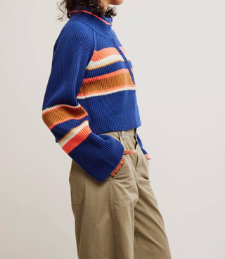 Free People - Suéter listrado Greta com meio zíper