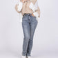 Pol - Open Arms Women's V-Neck Textured Long Sleeve Top