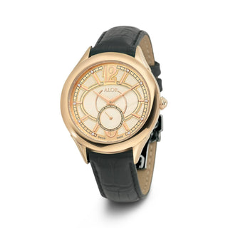 Alor - Relógio com pulseira de couro e diamantes de 0,05 cts