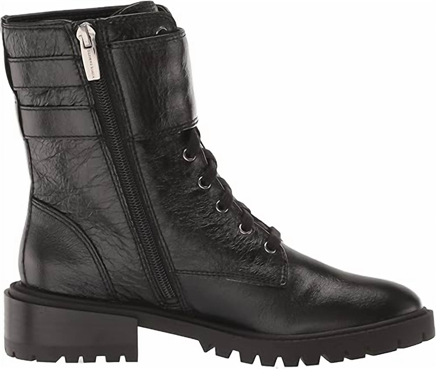 Vince Camuto - Women's Croc Lace Up Fawdry Block Heel Leather Combat Boot