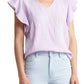 Caslon V Neck Ruffle Sleeve Top - Purple Bloom