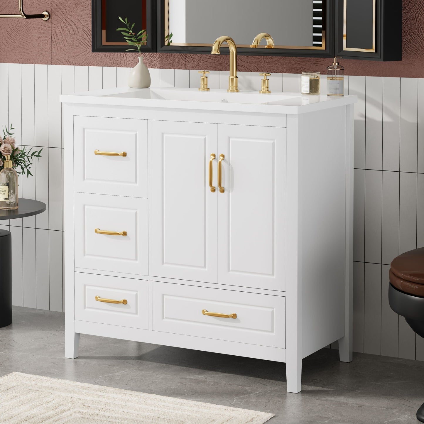 Bathroom Vanity With Sink, Soft Closing Doors & Drawers