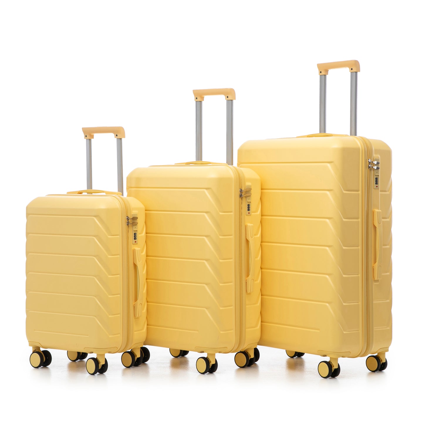 3-Piece Luggage Set – 20" / 24" / 28" ABS Spinner Suitcase with 360° Wheels & Combination Lock- Yellow