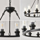 Black Wagon Wheel Chandelier 31.5 Inch Modern Farmhouse Pendant Light