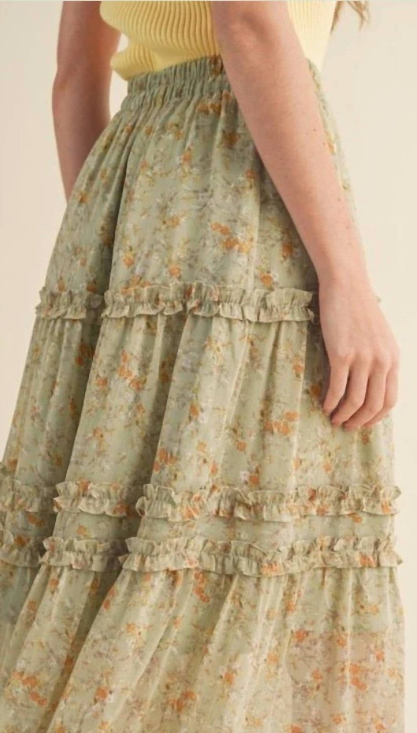 &Merci - Floral Tiered Maxi Skirt