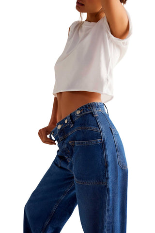 Free People - Calça Jeans Palmer com Punho