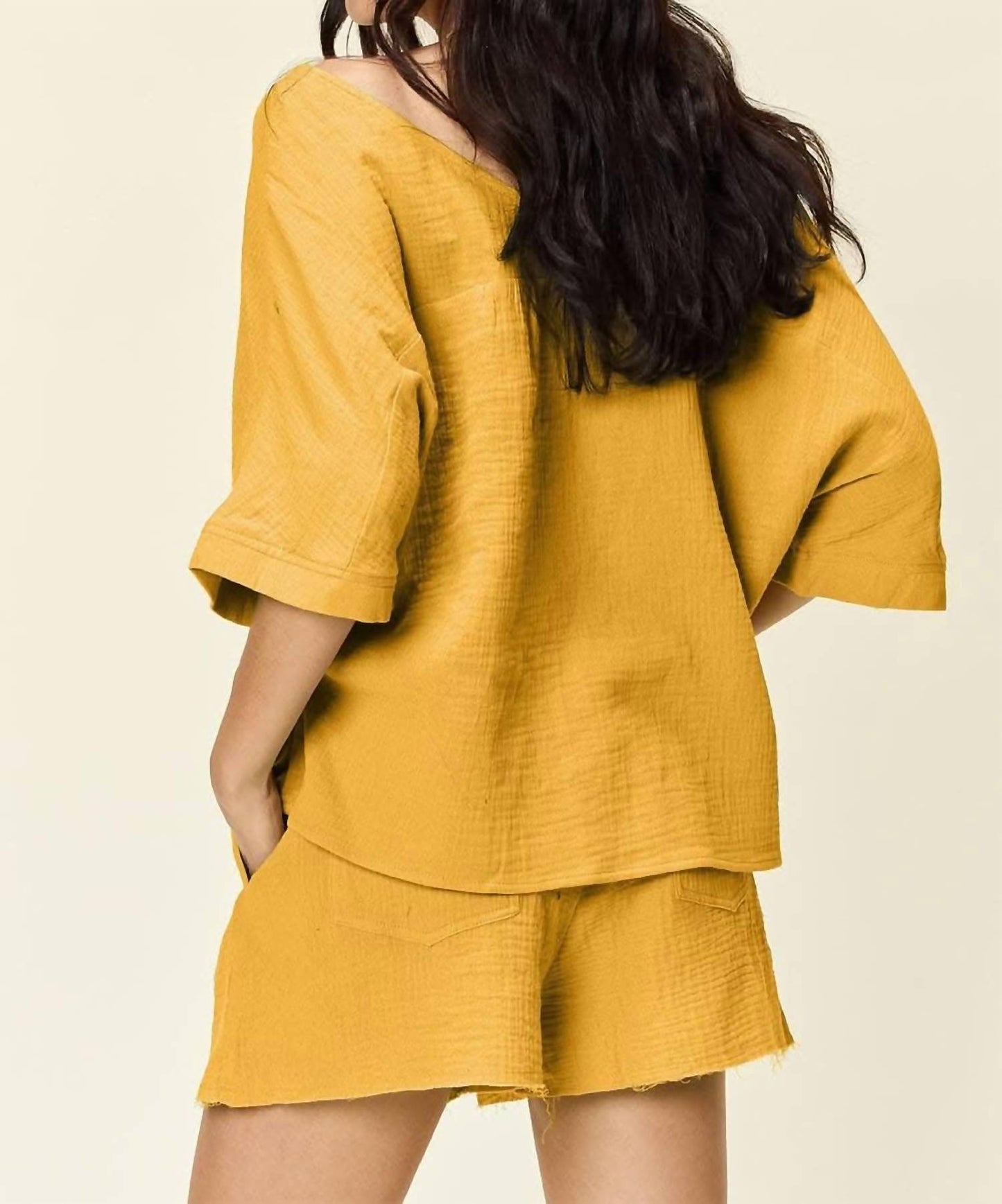 Double Take - Conjunto chique de camiseta e shorts de algodão