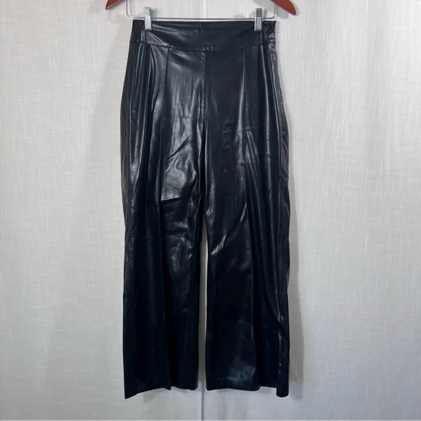Another Love - Women's Sparkle Wide Leg Leather Pants