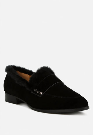 Rag Company - Women's Allie Fur Trim Suede Loafers