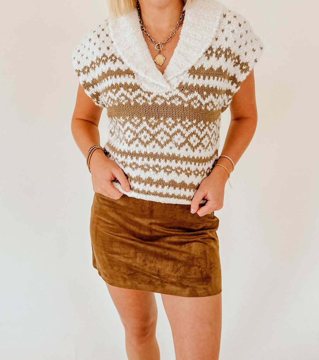 Steve Madden - Paulie Collared Sweater Vest Top