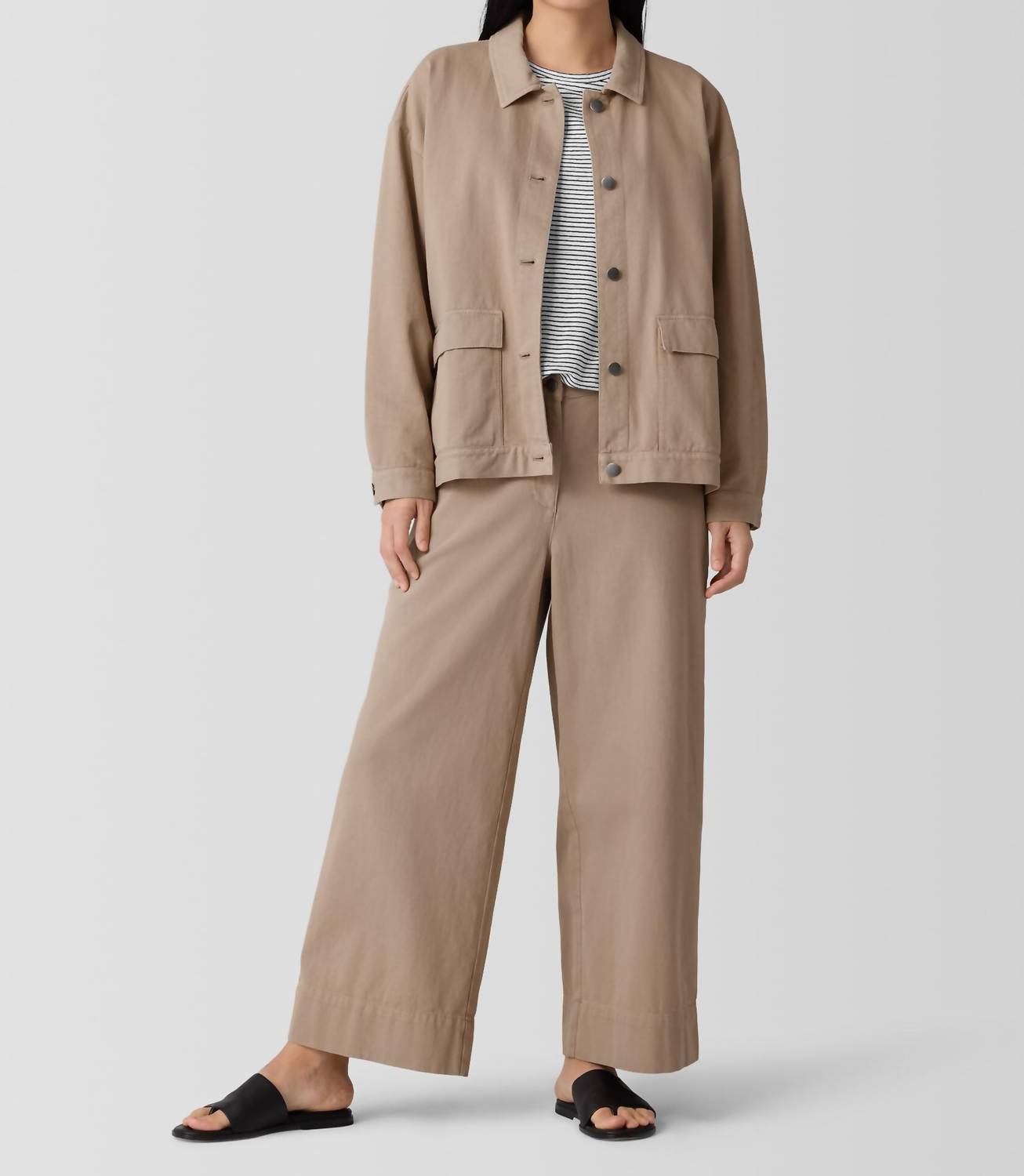 Eileen Fisher - Garment-dyed Utility Cotton Collar Jacket