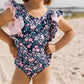 Rufflebutts - Ruffle Butts "Moonlit Meadow" V-Back Swimsuit for Toddlers