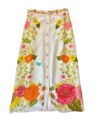 Elizabeth e James - Frannie Saia midi estampada com botões frontais