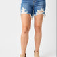 Judy Blue - Mid Rise Distressed Fray Hem Shorts