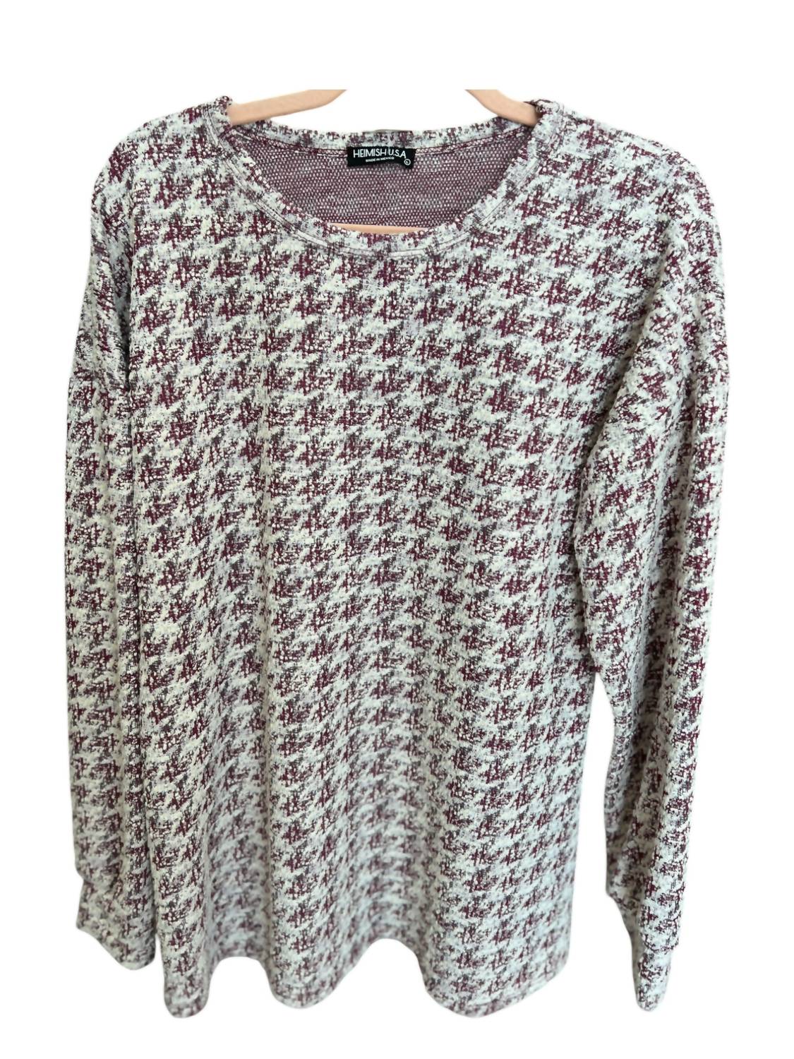 Heimish Usa - Puff Sleeve Houndstooth Sweater