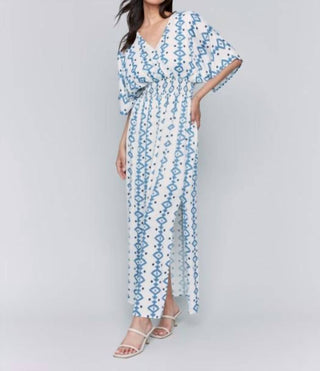 Charlie B - Vestido longo estampado com manga dolman e fendas laterais