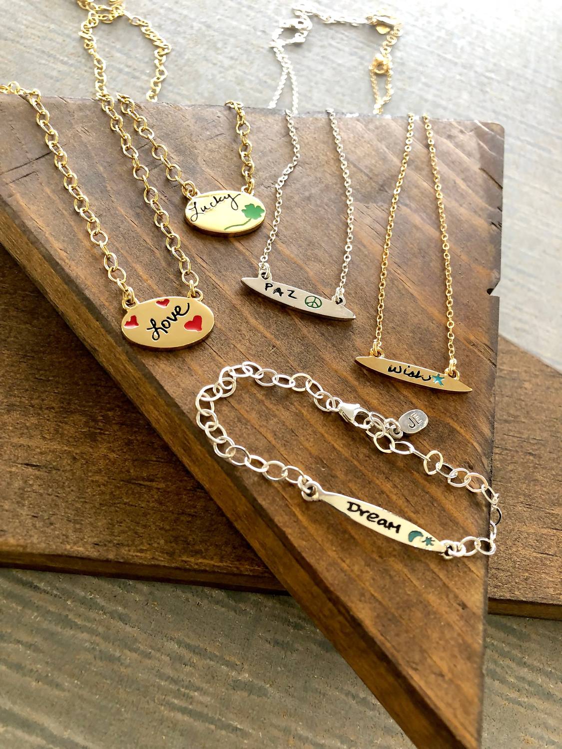 Jessica Elliot - Women's Enamel Oval Necklace - Love