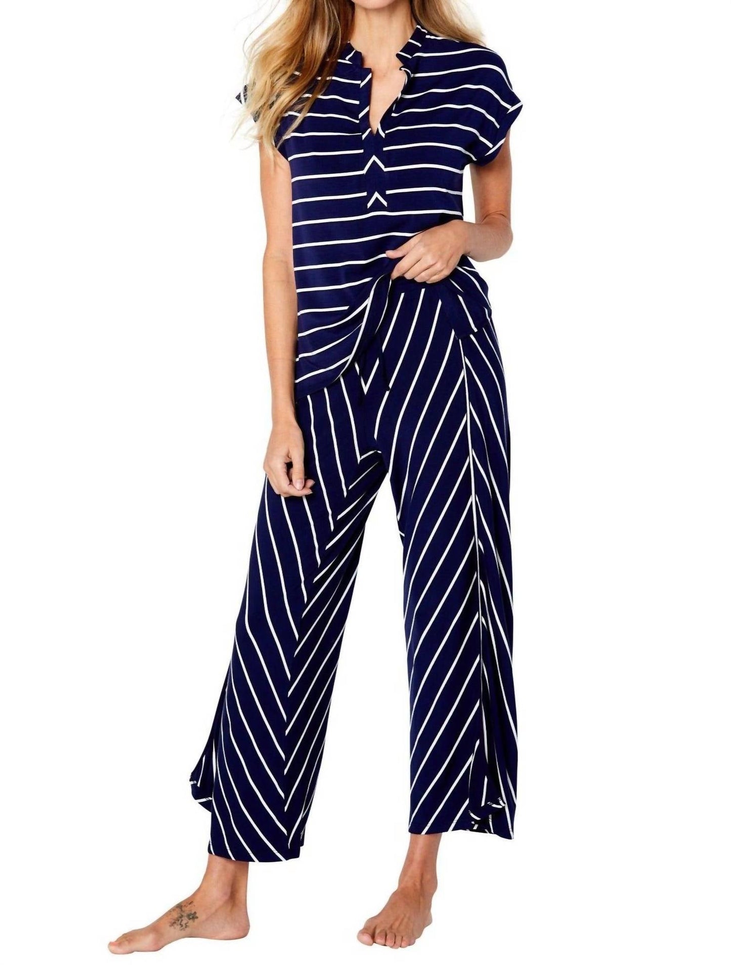 Twelve Eighty Eight - Marina Stripes Drop Shoulder Loungewear Set