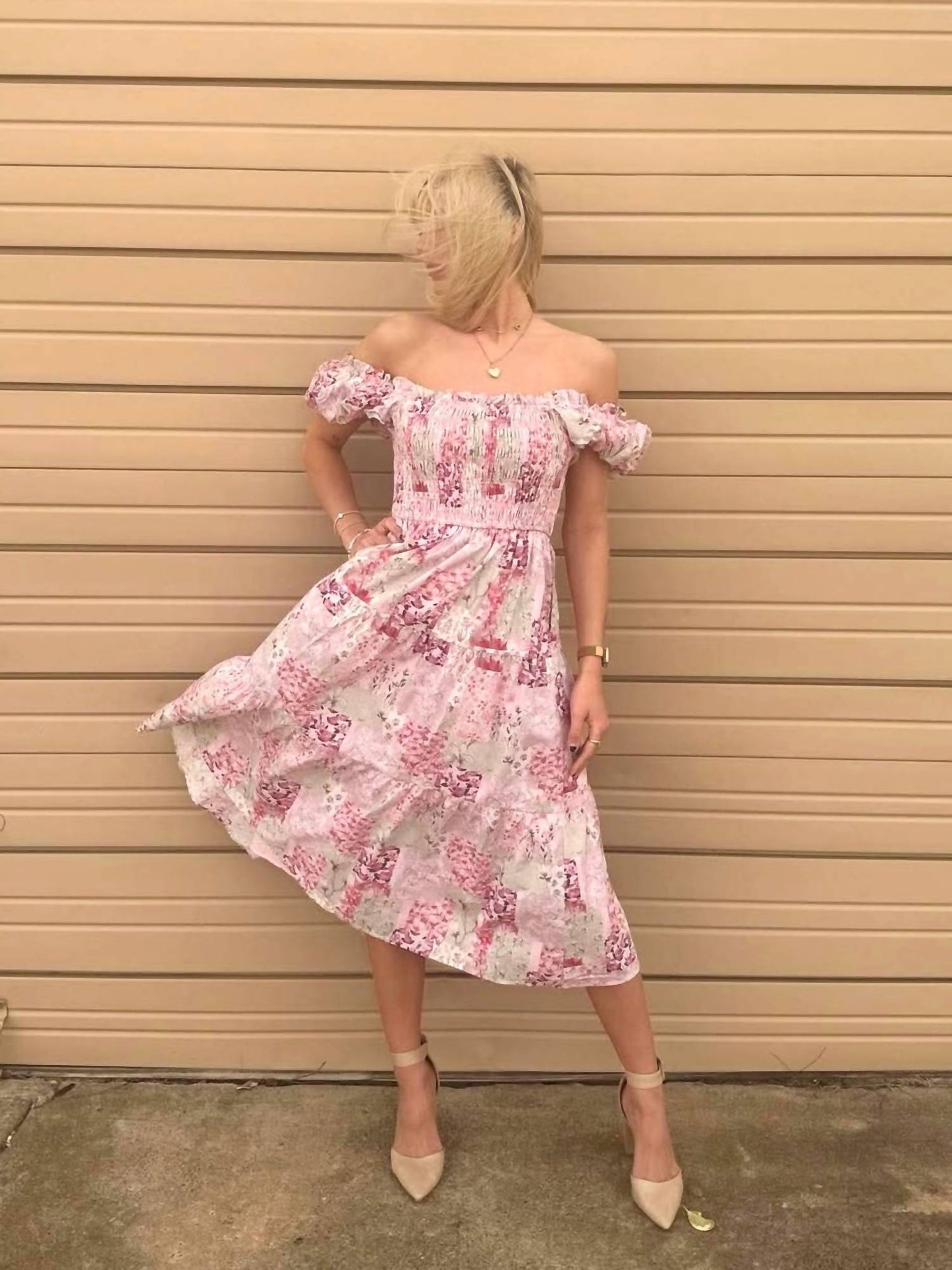 Aureum - Abigail Patchwork Tiered Midi Dress
