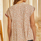 Little Daisy Closet - Embroidery Detail Split Neck Blouse