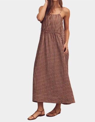 Amente - Front Shirring Gingham Cami Midi Dress