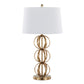 Linx 29" Contemporary Metal Table Lamp in Gold Metal and White Linen Shade - Set of 2