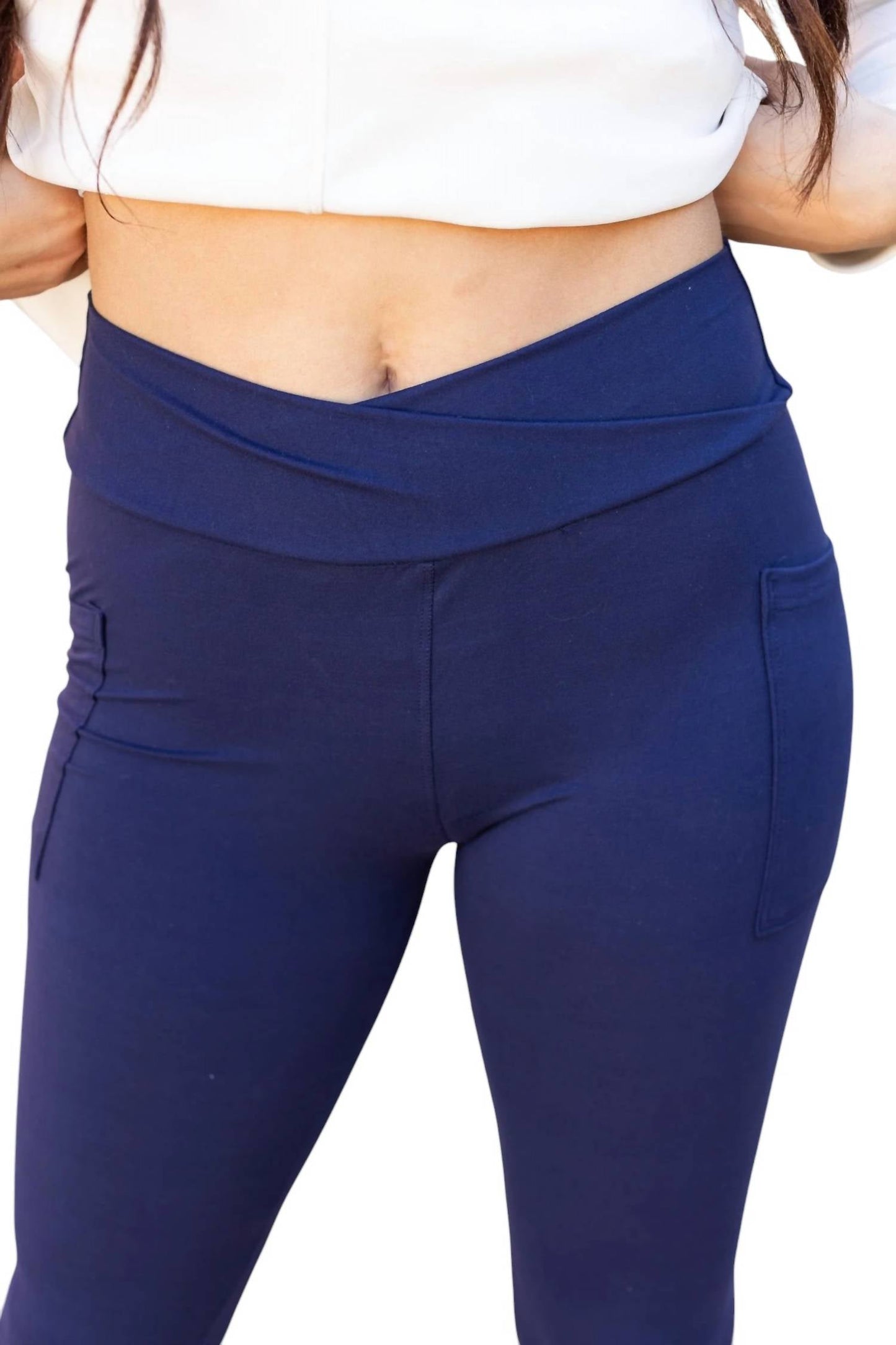 Julia Rose - Nadia Crossover Full Length Leggings with Pockets