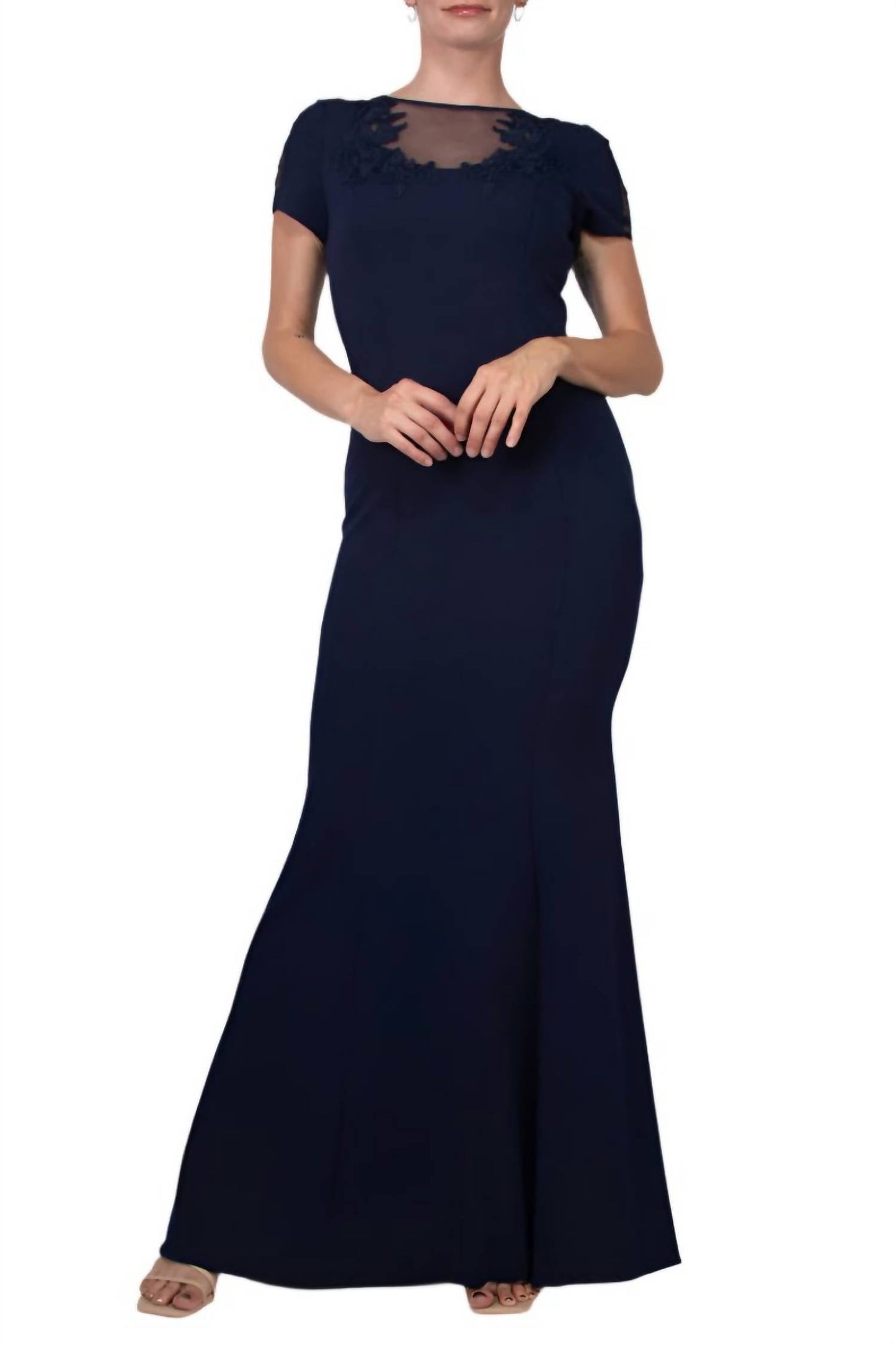 Aidan Mattox - Embellished Crewneck Crepe Dress