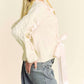 Davi & Dani - CHUNKY CABLE RIBBON TAPE LACE UP PULLOVER SWEATER