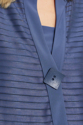 Joseph Ribkoff - Sheer Stripes Three-quarter Sleeves Asymmetric Jacket