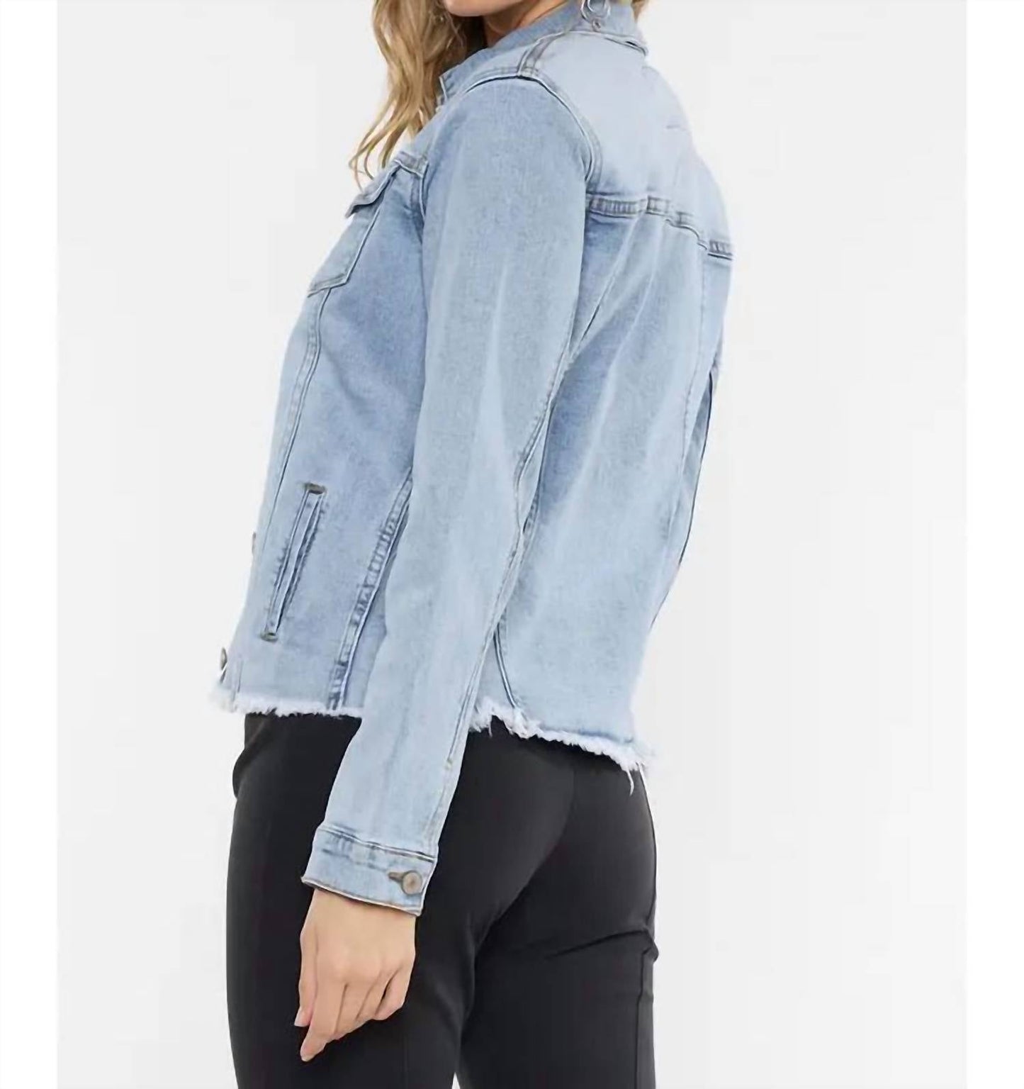 Kancan - Frayed Hem Denim Jacket