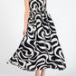 Calista - Navy Print Smocked Waist Halter Neck Back Tie Maxi Dress