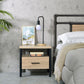 Oak Finish Nightstand with 1 Drawer and 1 Shelf