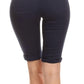 Enjean - Women's Classic Rolled Solid Bermuda Shorts