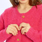 Molly Bracken - Boucle Knit Gold Button Accent Cardigan Sweater