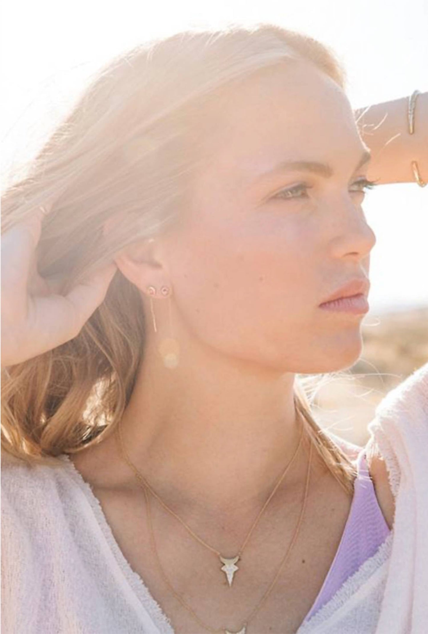 Fie Isolde - Women's Alfa Threader Earring Short With Precious Stone