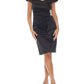 Joseph Ribkoff - Off-shoulder Pleated Faux Wrap Sheath Dress