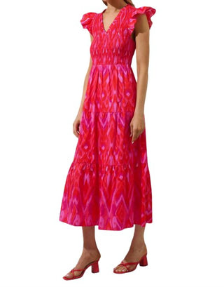 Sugarlips - Vestido longo com babados e camadas Blevin Ikat