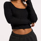Bandier - Rivington Ribbed Long Sleeve Scoop Neck Crop Top