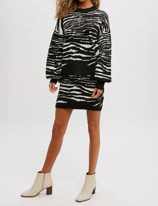 Bluivy - Wild At Heart Zebra Sweater Mini Skirt